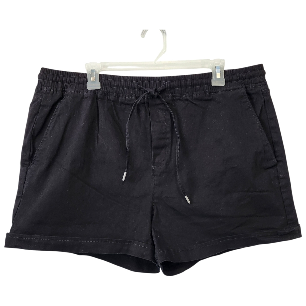 Rachel Roy Pull On Shorts Women's XL Black Casual Vacay Pockets Stretch Cuffed